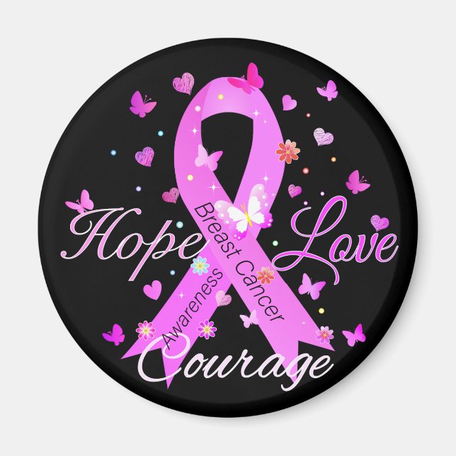 Aimant Cancer du sein Hope Love Courage (Devant)