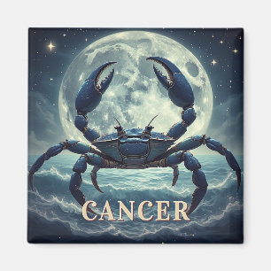 Aimant Cancer Zodiaque Crabe Bleu Océan au Clair de Lune 