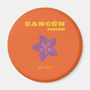 Aimant Cancun, Mexique, Art Voyage, Art Tropical, Orange