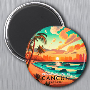Aimant Cancún Mexique Palm Tree Vintage voyage Souvenir