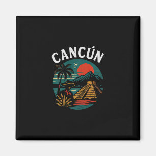 Aimant Cancún Mexique Vacances Rétro Coucher de soleil Py