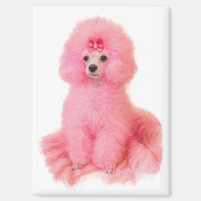 aimant caniche jouet rose, caniche rose, réfrigéra (Recto)