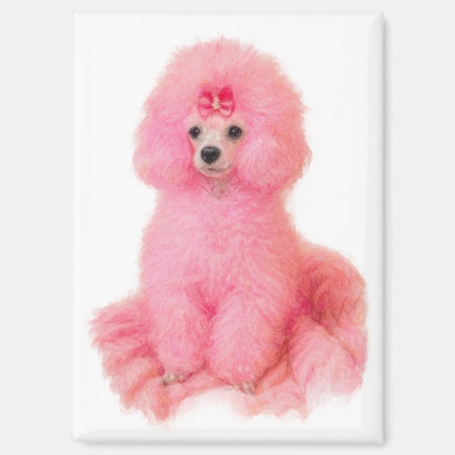 aimant caniche jouet rose, caniche rose, réfrigéra (Recto)