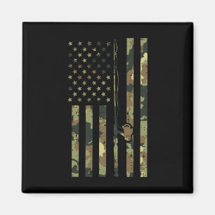 Aimant Canne à pêche Drapeau US Camo Vintage Patriotique