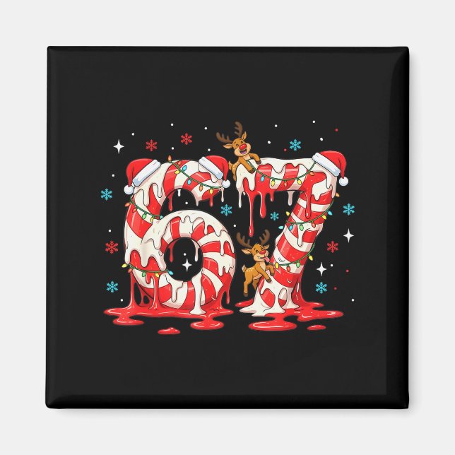 Aimant Canne de Noël 67 Mème Six Sept Drôle Garçons  (Devant)