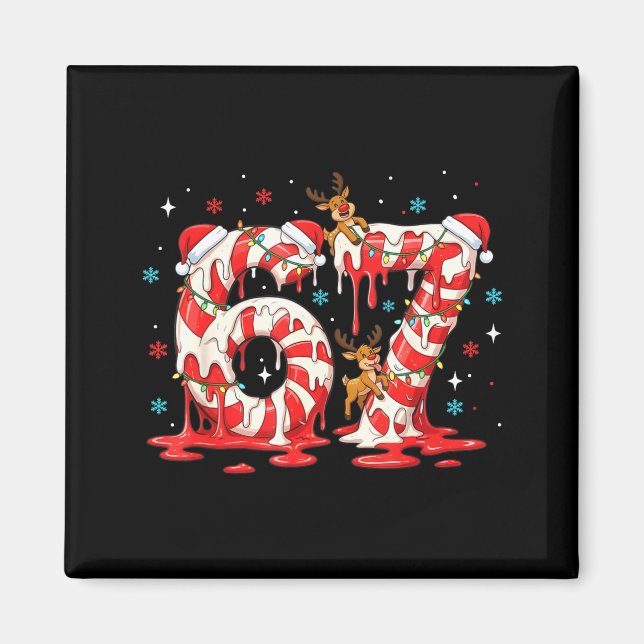 Aimant Canne de Noël 67 Mème Six Sept Drôle Garçons  (Devant)