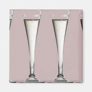 Aimant Cannelures roses et blanches en verre de Champagne