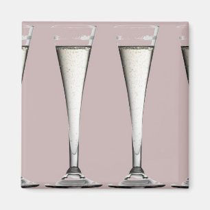 Aimant Cannelures roses et blanches en verre de Champagne