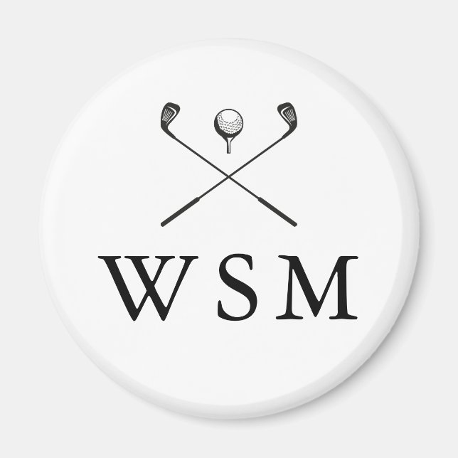 Aimant Cannes de golf personnalisées avec monogramme clas (Devant)