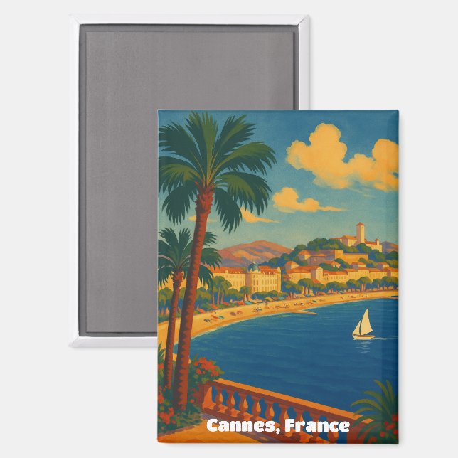 Aimant Cannes France Côte d'Azur Vintage (Recto/Verso)