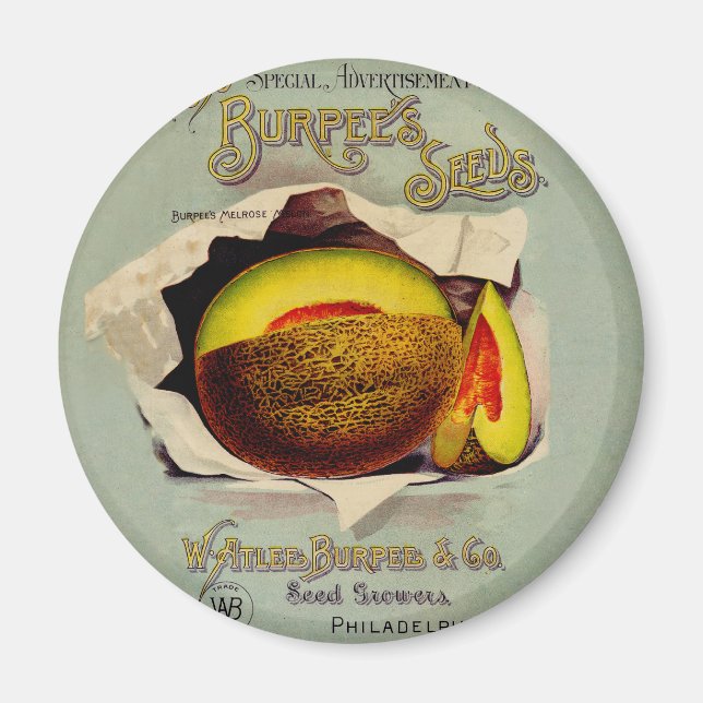 Aimant Cantaloupe Semences Publicité Art Antique (Devant)
