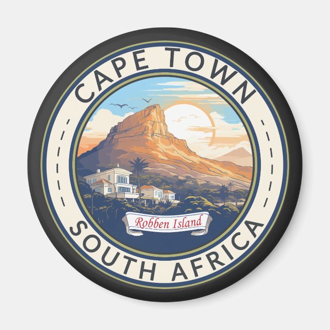Aimant Cape Town Afrique du Sud Insigne d'art de voyage (Devant)