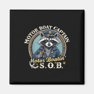 Aimant Capitaine de bateau à moteur drôle nautique Raton