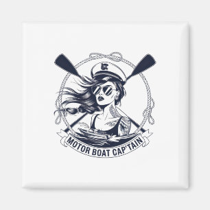 Aimant Capitaine de bateau à moteur hommes femmes Pontoon