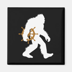 Aimant Capitaine de bateau Bigfoot Sasquatch tenant le vo