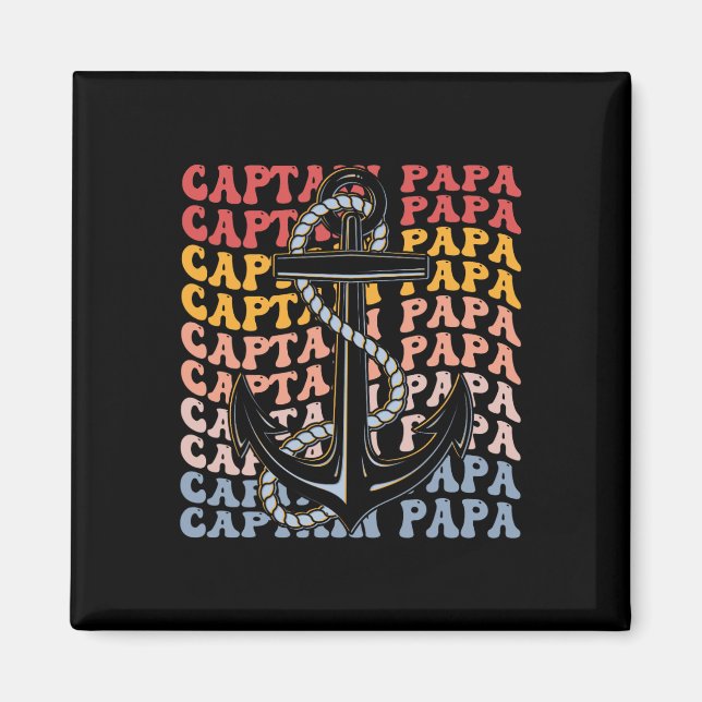 Aimant Capitaine Papa Groovy en bateau Papa  (Devant)