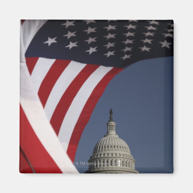 Aimant Capitol américain avec drapeau américain (Devant)