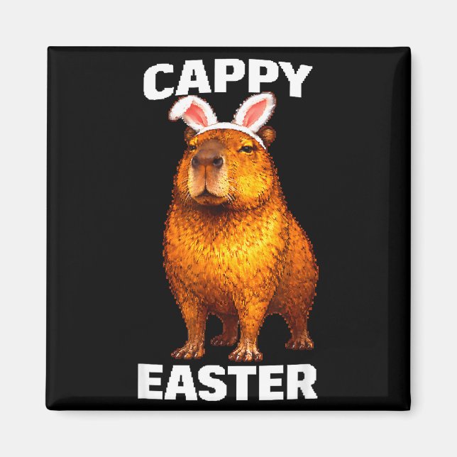 Aimant Cappy Pâques drôle capybara oreilles de lapin anim (Devant)