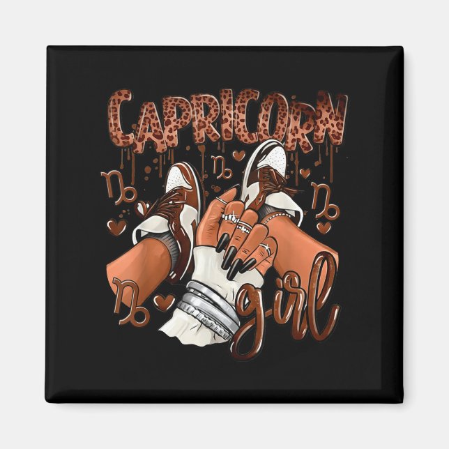 Aimant Capricorn Girl Birthday Afro Queen Sneakers Zodiac (Devant)