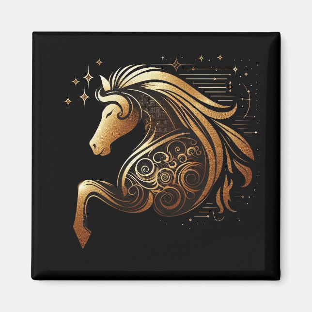 Aimant Capricorne Zodiaque Cheval Or Astrologie (Devant)