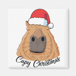 Aimant Capy ou Huppy Christmas Capybara Holidays Père Noë