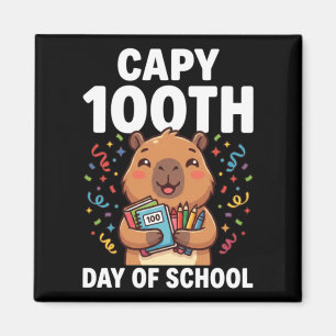 Aimant Capybara 100e jour d'école Mignon Capy Animal