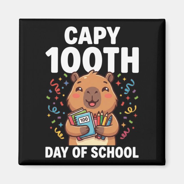 Aimant Capybara 100e jour d'école Mignon Capy Animal (Devant)