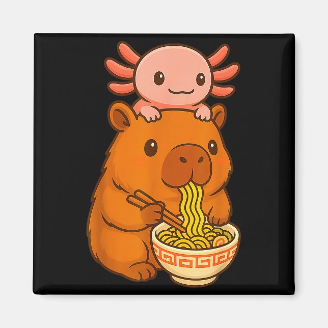 Aimant Capybara Anime Ramen Axolotl Funny Graphic Kawaii  (Devant)