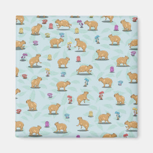 Aimant Capybara et mushroom pattern
