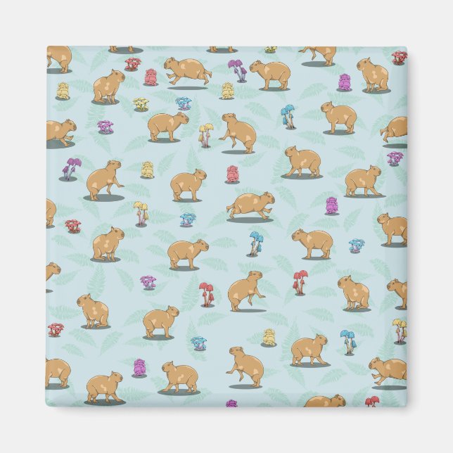 Aimant Capybara et mushroom pattern (Devant)