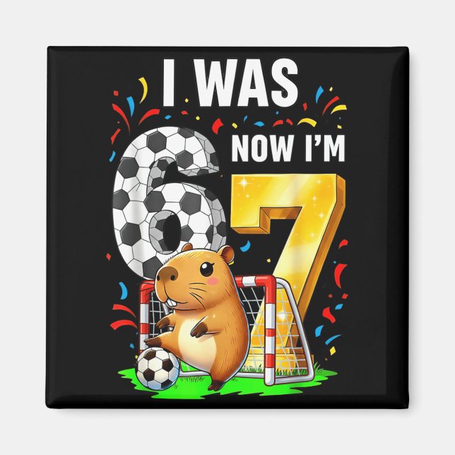 Aimant Capybara Football Anniversaire J'avais 6 ans Maint (Devant)