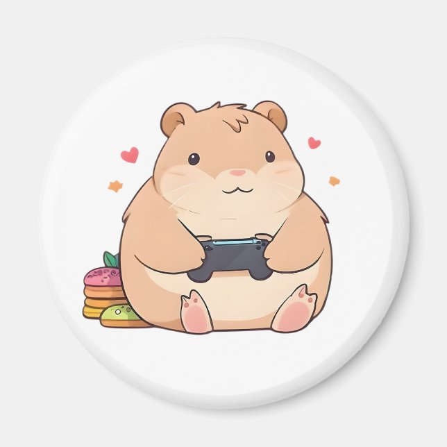 Aimant Capybara Joueur Mignon Design Kawaii (Devant)