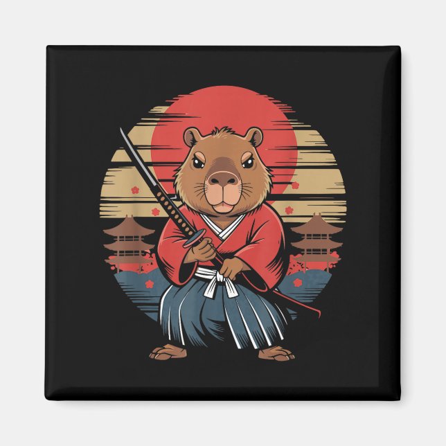 Aimant Capybara Samouraï Japonais  (Devant)