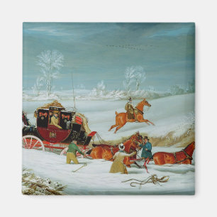 Aimant Car de courrier dans la neige