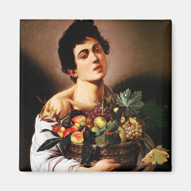 Aimant Caravaggio Garçon avec un panier d'aimant de fruit (Devant)