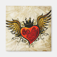 Aimant cardiaque vintage tatouage ailé