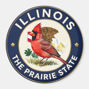 Aimant 🌾 Cardinal du Nord, patrimoine de l'Illinois