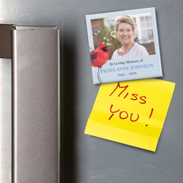 Aimant Cardinal In Love Memory Photo (Cardinal Sympathy In Loving Memory Photo Magnet)