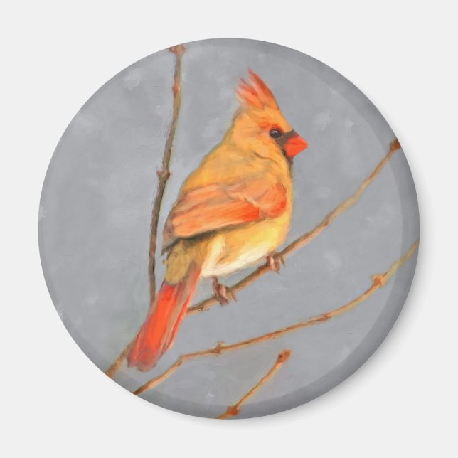 Aimant Cardinal sur la peinture de branche - Art original (Devant)
