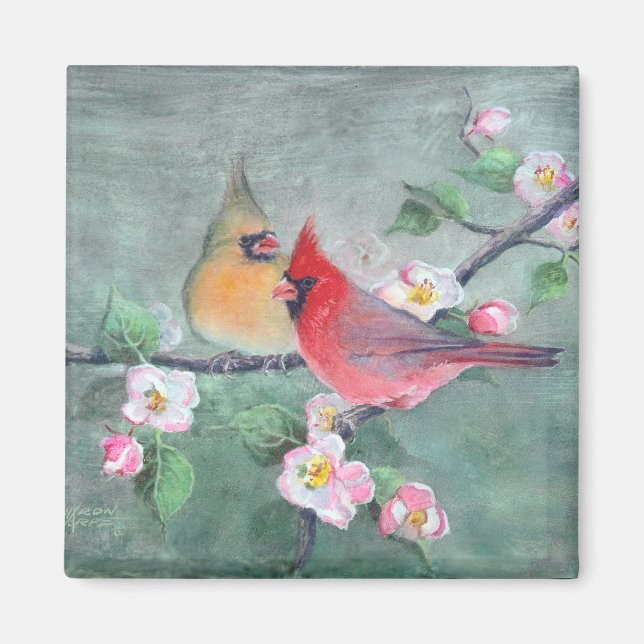 Aimant CARDINALS & APPLE BLOSSOMS par SHARON SHARPE (Devant)