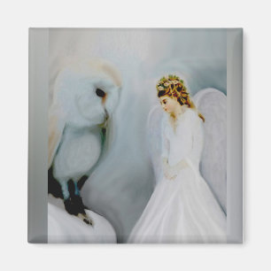 Aimant Care Guardian Angel and White Owl par Amelia Carri