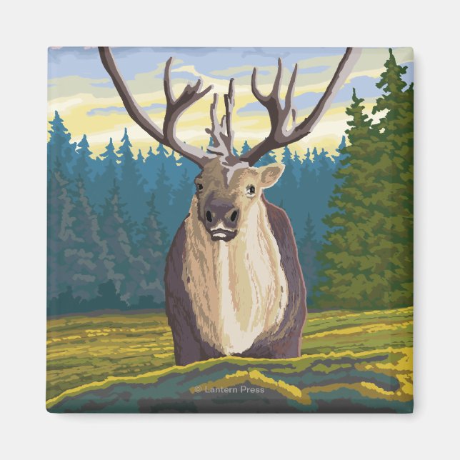 Aimant Caribou en pleine nature - Yellowstone National (Devant)