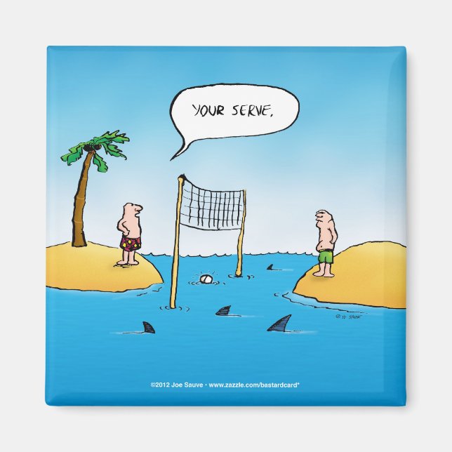 Aimant Caricature amusante de Shark Volleyball (Devant)