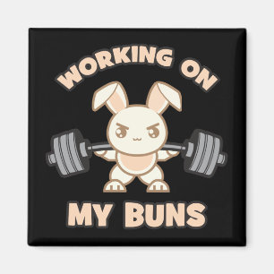 Aimant Caricature Bunny - Travailler Sur Mes Buns - Gym