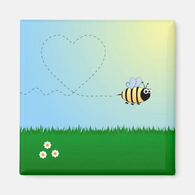 Aimant Caricature d'abeille mignon (Devant)