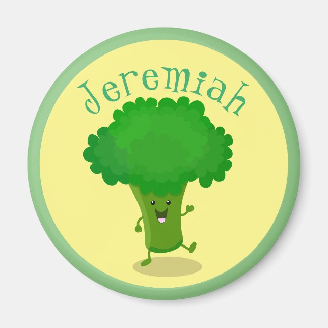 Aimant Caricature de brocoli drôle et drôle (Devant)