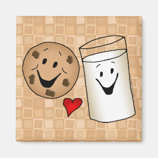 Aimant Caricature de Cookies cool et Amis du lait