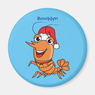Aimant Caricature de crevettes de Noël joyeux