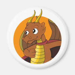 Aimant Caricature de dragon orange