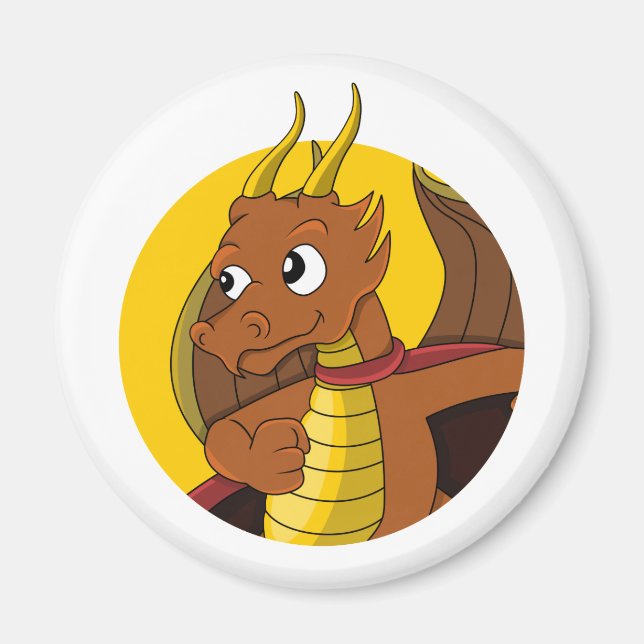 Aimant Caricature de dragon orange (Devant)
